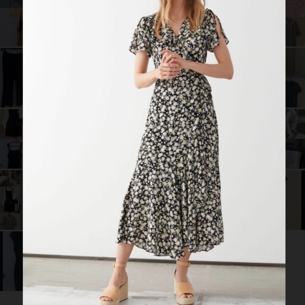 & OTHER STORIES Asymmetric Wrap Midi Dress NWT